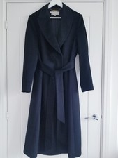 Hobbs Olivia Pure Wool Wrap Coat Belted Size Uk 16 (us 12) Black Rrp £349