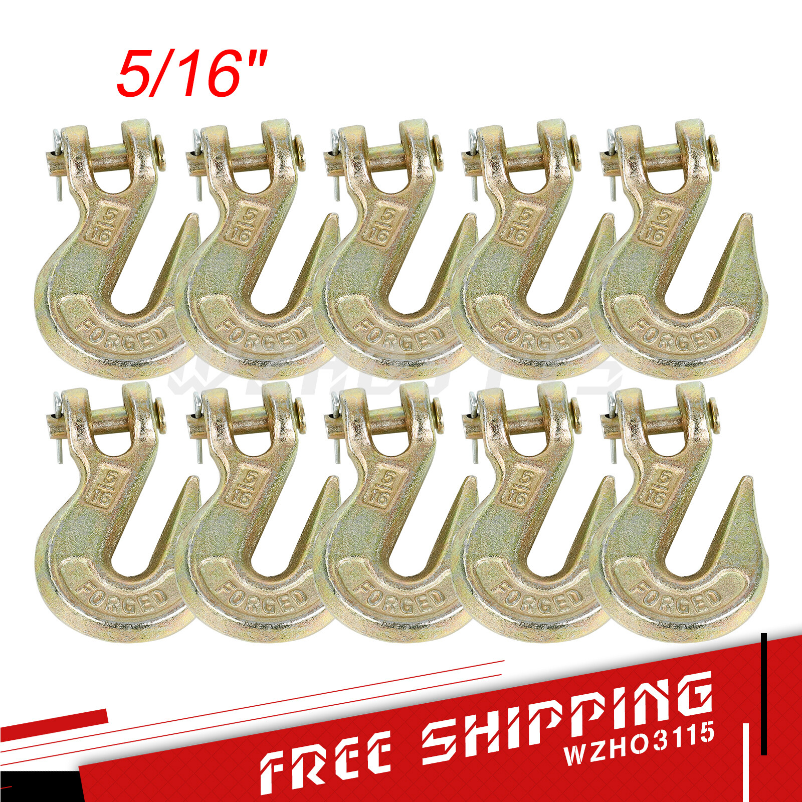Leero G70 5/16 Clevis Grab Hook, Heavy Duty Forged Steel Rigging Chain