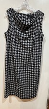 Lane Bryant Womens Size 14/16 Black & White Houndstooth Dress Cowl Neck Slvless