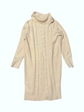Banana Republic Cable Knit Sweater Dress Long Sleeve Turtleneck Cotton Blend, XS
