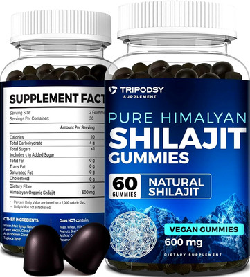 Pure Himalayan Organic Shilajit Gummies 100% Natural with 90+ Trace Minerals 60