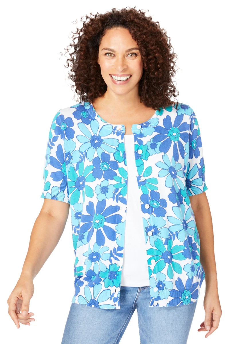 Women's plus size top short sleeve cardigans