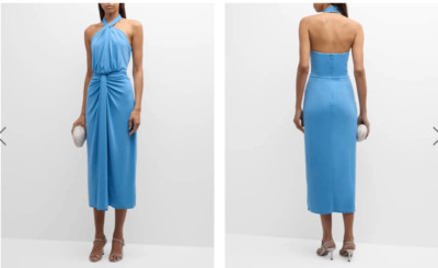 NWT Cinq a Sept Twisted Front Open Back Jersey Kaily Midi Dress Blue Size 2 $365