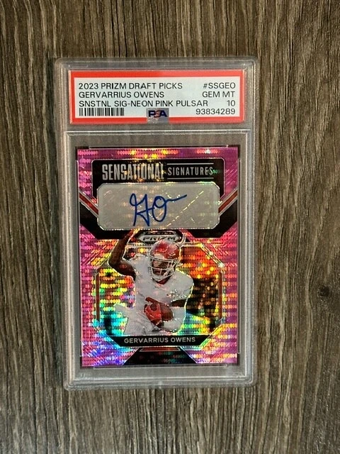 Gervarrius Owens Panini Prizm Draft Picks Sensational Signature #SSGEO Neon Pink Pulsar