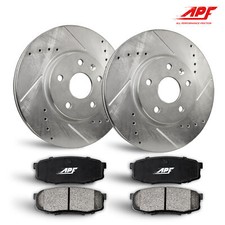 Rear Zinc Drillslot Brake Rotors Ceramic Pads For Volkswagen Routan 2013-2014 Rear Zinc Drillslot Brake Rotors Ceramic Pads For Volkswagen Routan 2013-2014