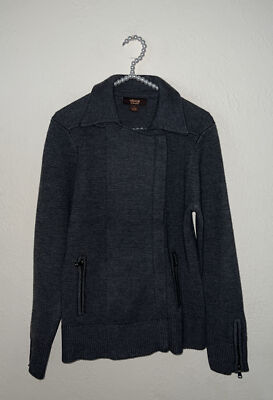 Victor Alfaro Women s Zip Sweater Jacket Blazer Moto Style Black Sz M