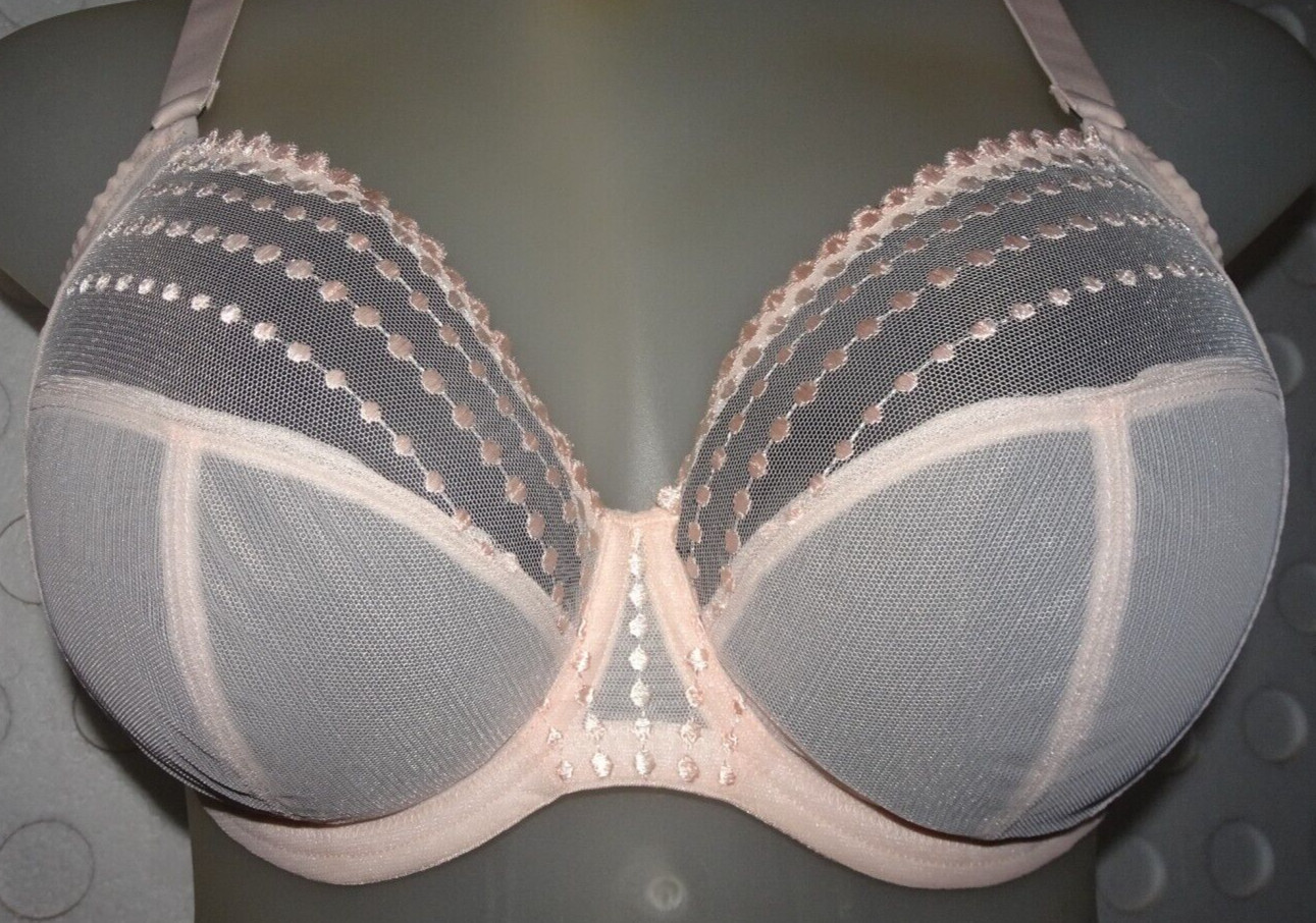 ELOMI EL8900 Matilda Underwire Plunge Bra 38M Pearl Blush Unlined Mesh * image 3