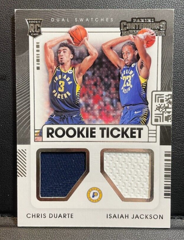 2021-2022 Panini Contenders Rookie Ticket Dual Swatches Duarte Jackson #RT2-IND