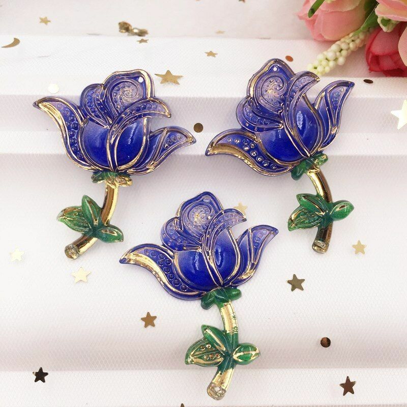 8pcs Crystal Rose Resin Rhinestones Flat Back Flowers Appliques Art