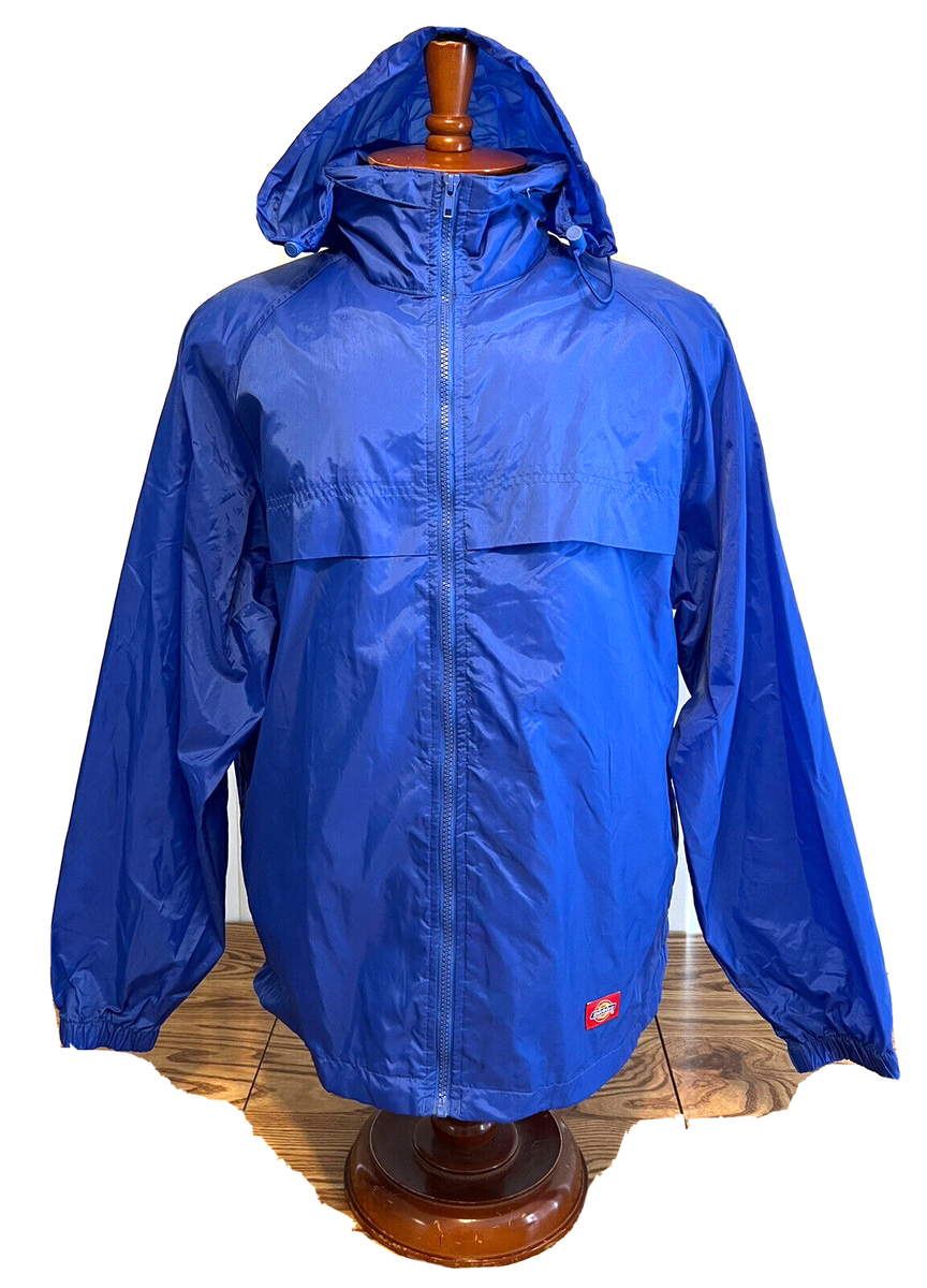 Dickies Mens Nylon Hooded Windbreaker Blue Full Zip Stowable Dickies Mens Nylon Hooded Windbreaker Blue Full Zip Stowable