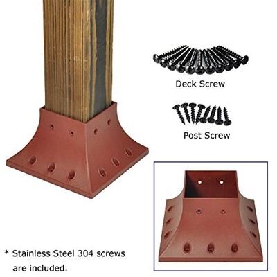 4x4 (Actual 3.5x3.5) Inches Post Base Cover Skirt Flange W ...