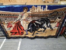 Vintage Spanish Matador Bullfighter Throw Blanket Tablecloth Fleece 