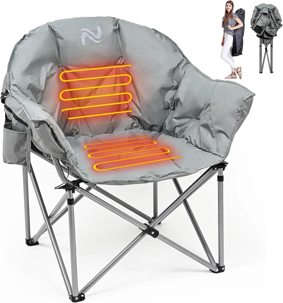 LILYPELLE Oversized Heated Camping Chair, Portable Folding Patio Lounge  Chairs | eBay