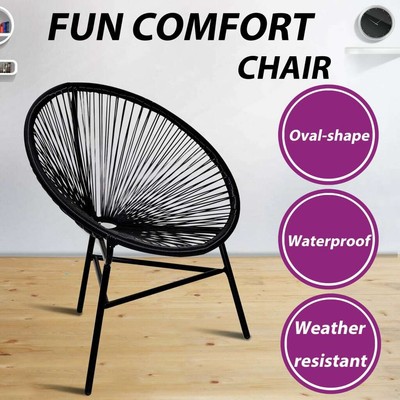 Vidaxl Garden Moon Chair Poly Rattan Black Outdoor Patio Seating Furniture Ebay