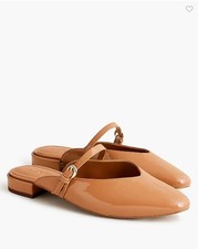 New J Crew Dark Nude Mary Jane Slip on Mules Sz 6 M Gold Tone Buckle