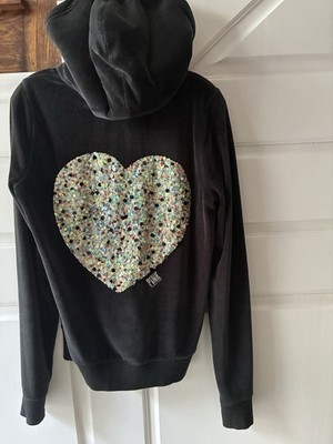 Vtg Victoria Secret Pink Velour Y2K Bling Fur Lined Hood Zip