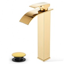 Matte Black Tall Bathroom Vessel Sink Faucet Single Handle Vanity Mixer w/Drain