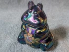Fenton Glass Hippo Purple Iridescent Carnival 100 Year Anniversary Hand Painted