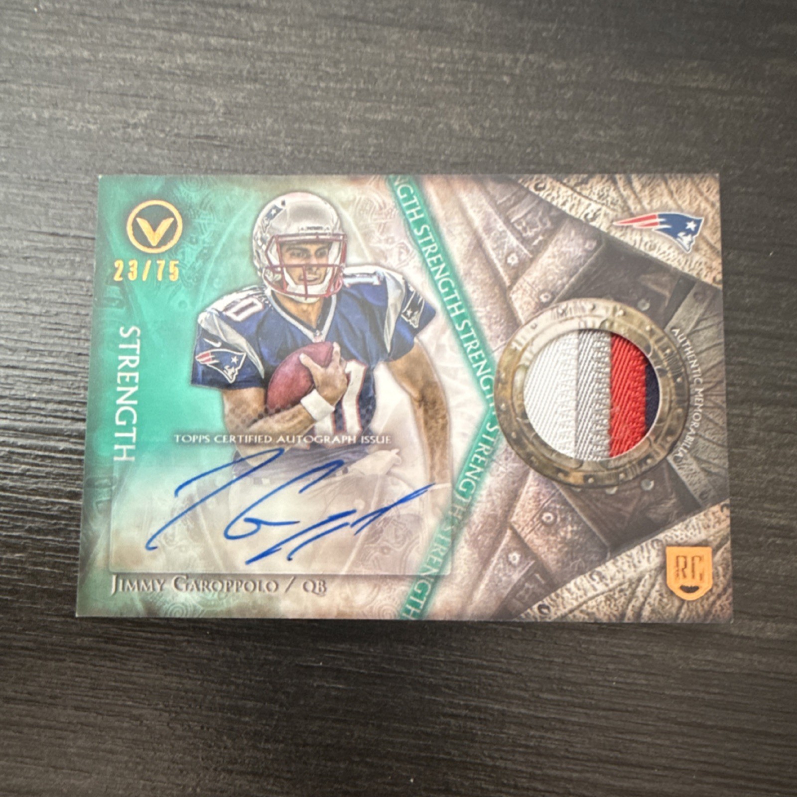 Jimmy Garoppolo Topps Valor Shield of Honor Autograph Patch #SOHJC Strength