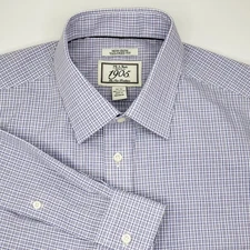 $89 NWT Jos A Bank 1905 Non Iron Tailored Fit Purple & White Plaid 16-36 Shirt
