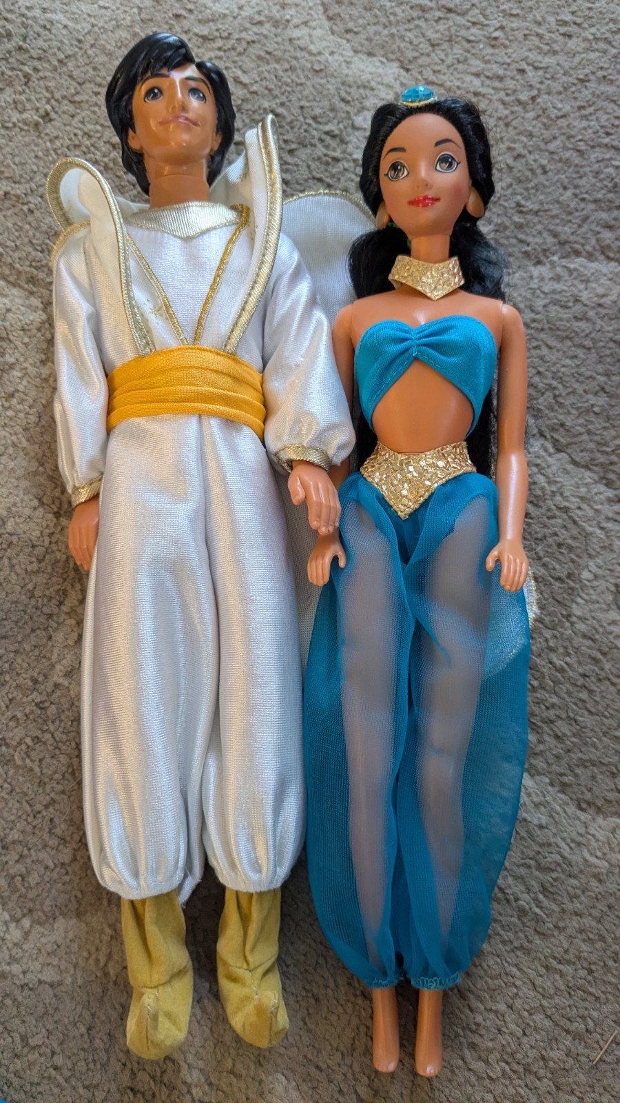Vintage 1992 Disney Classics Jasmine Doll #2557 & Aladdin Mattel w/clothes Set