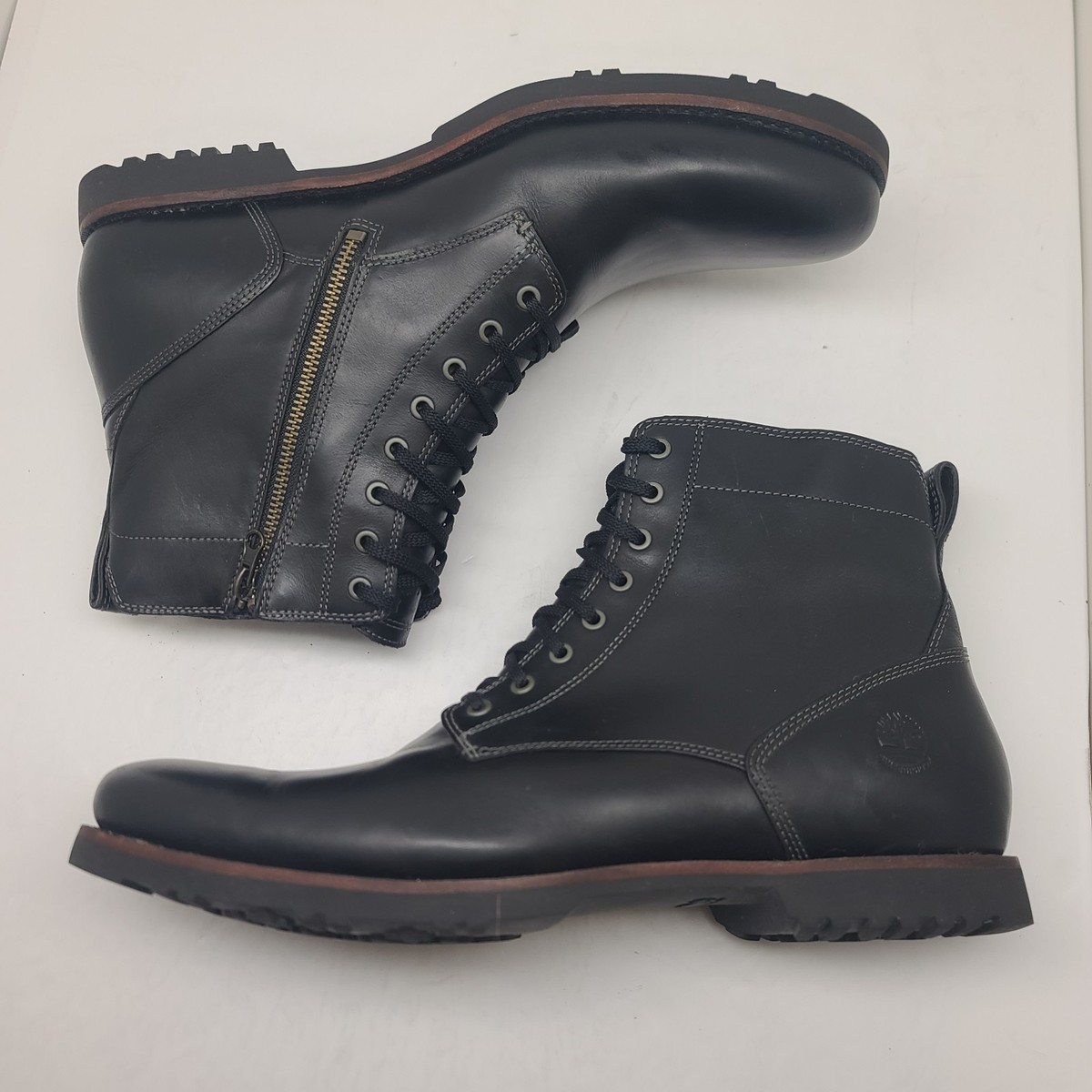 Timberland Kendrick Side Zip Ankle Boots Black Leather Lace 