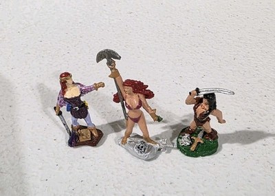Vintage Painted Female Miniature Lot 3 Fantasy Barbarian Warrior Metal Figures
