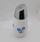 Vintage Gemco Sugar Shaker Dispenser Milk Glass Cornflower Blue Flowers Daisies