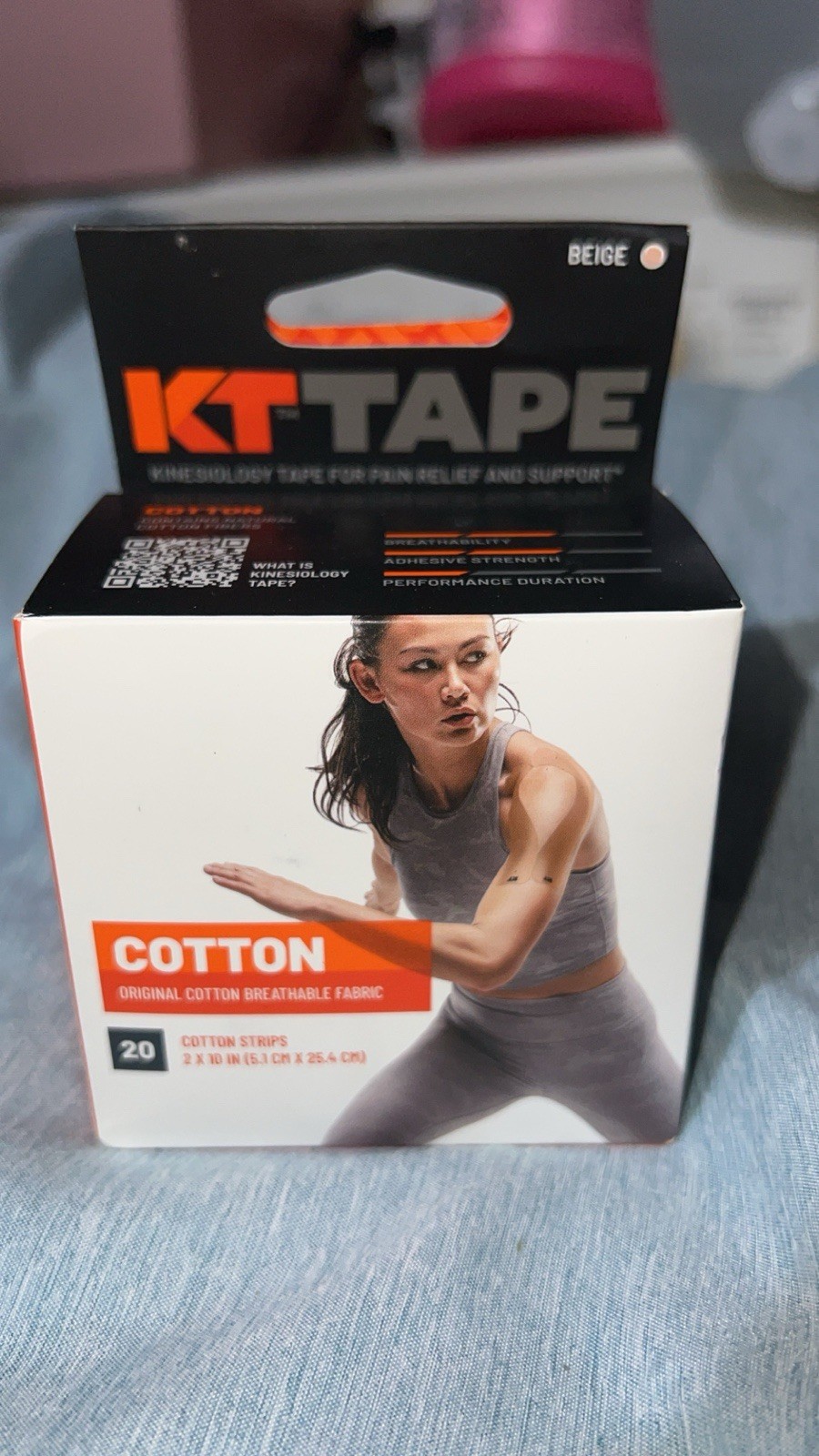KT Tape Cotton Elastic Kinesiology Athletic Tape 20 Count 10” Precut Strips