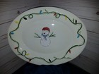 Vtg 18" Christmas Enamelware Snowman With Tangled Light White Platter — photo 1