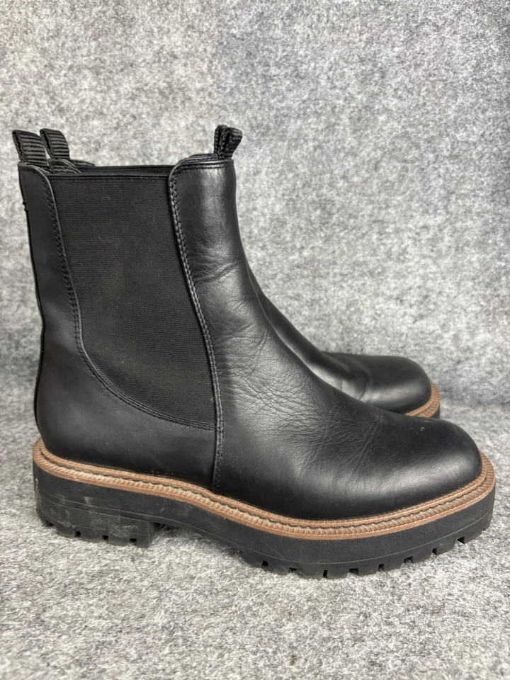 Sam Edelman Boots Womens Size 9 Black Laguna Chelsea Lug Sole Leather Ankle - Image 3 of 4