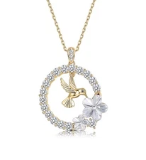 Sllaiss 18K Gold Plated Hummingbird Pendant Necklace for Women Circle Necklac...