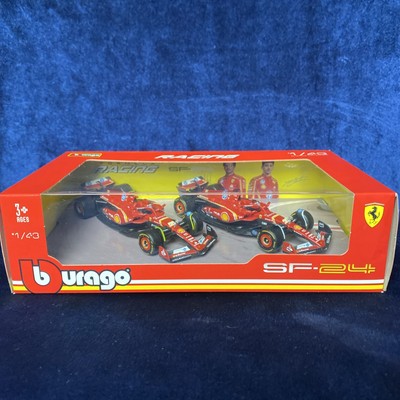 Bburago Ferrari SF-23 #16 Charles Leclerc #55 Carlos Sainz Formula 1 Racing 1:43
