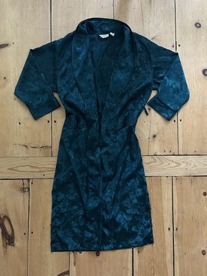 Vintage Victorias Secret Dark Green Satin Jacquard Robe