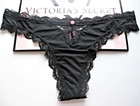 VICTORIA'S SECRET DREAM ANGELS Thong Panty VS Black S M L XL Lace Trim NWT