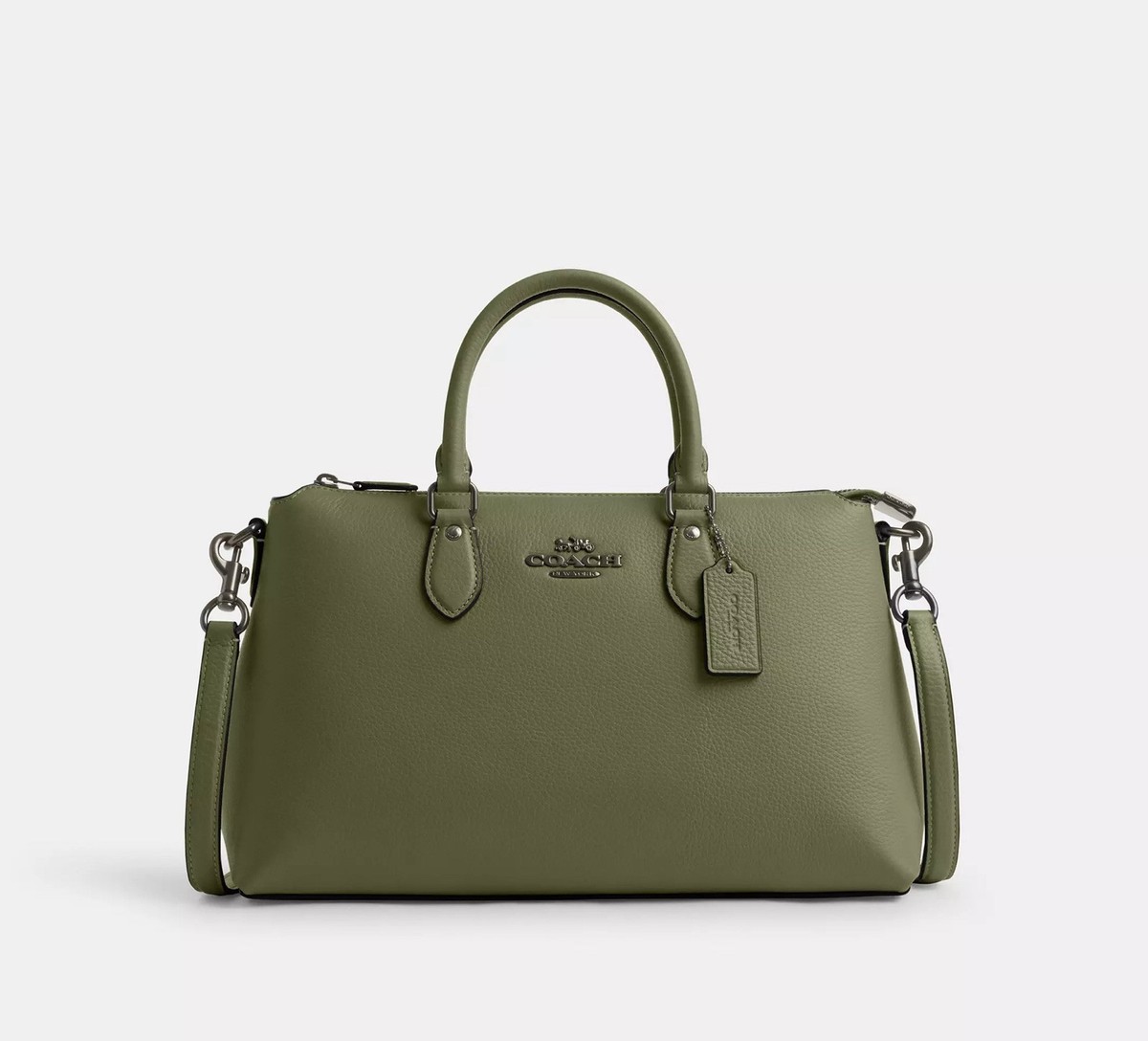 ☂️🍄Coach Georgia Satchel Bag Gunmetal/Military Green CR156