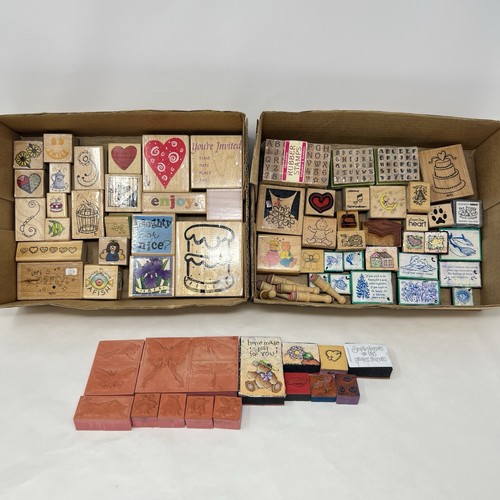 Huge 175pc Vintage New Rubber Stamp Lot Wood Mounted Foam Hero Art Studio G 1989