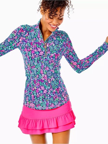 Lilly Pulitzer Luxletic Justine Half Zip Pullover in Low Tide Navy Size M