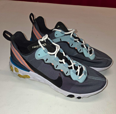 Nike React Element 55 Men's Low Top Lace-Up Sneaker Gray Blue Black