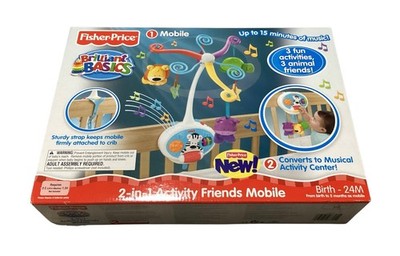 NEW Fisher Price Mobile 15 Minutes Of Music 2 IN 1 Activity Friends Mobile