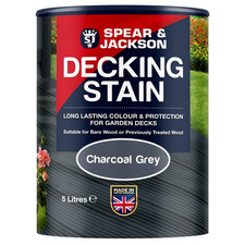 Spear & Jackson Decking Stain 5L - Charcoal Grey - Long Lasting Protection Hard
