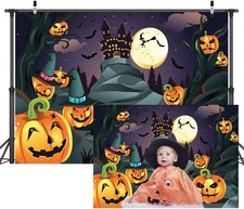 Halloween Themed Vinyl Backdrop 7x5ft - Perfect for Parties and Photoshoots