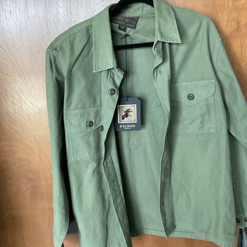 C.C. Filson Seattle Canvas Field Jac Shirt Jacket Men's L Washed Olive Green