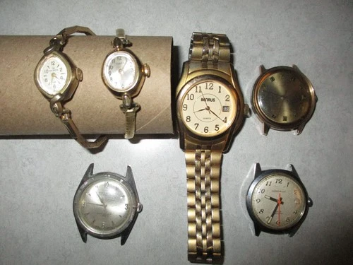 Lot of 6 vintage Watches Benrus Timex Barrington Caravelle Helbros