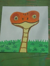 GAT Original Painting IMPRESSIONISM  Signed Art 4x4 Inch Hand Painted Snake