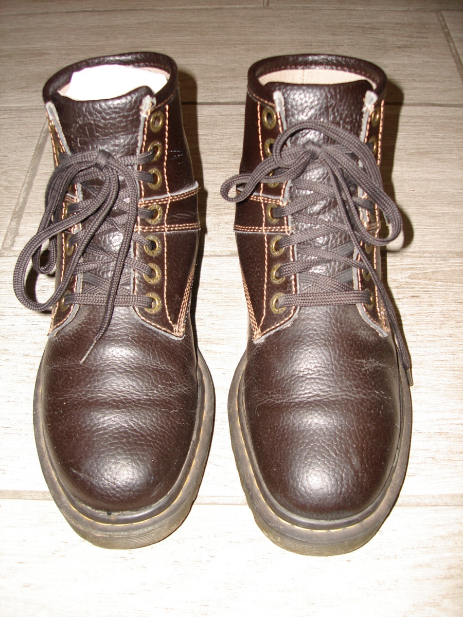 Dr. Martens Roseland Brown Leather Lace Up Combat Boots Lug  display picture 2