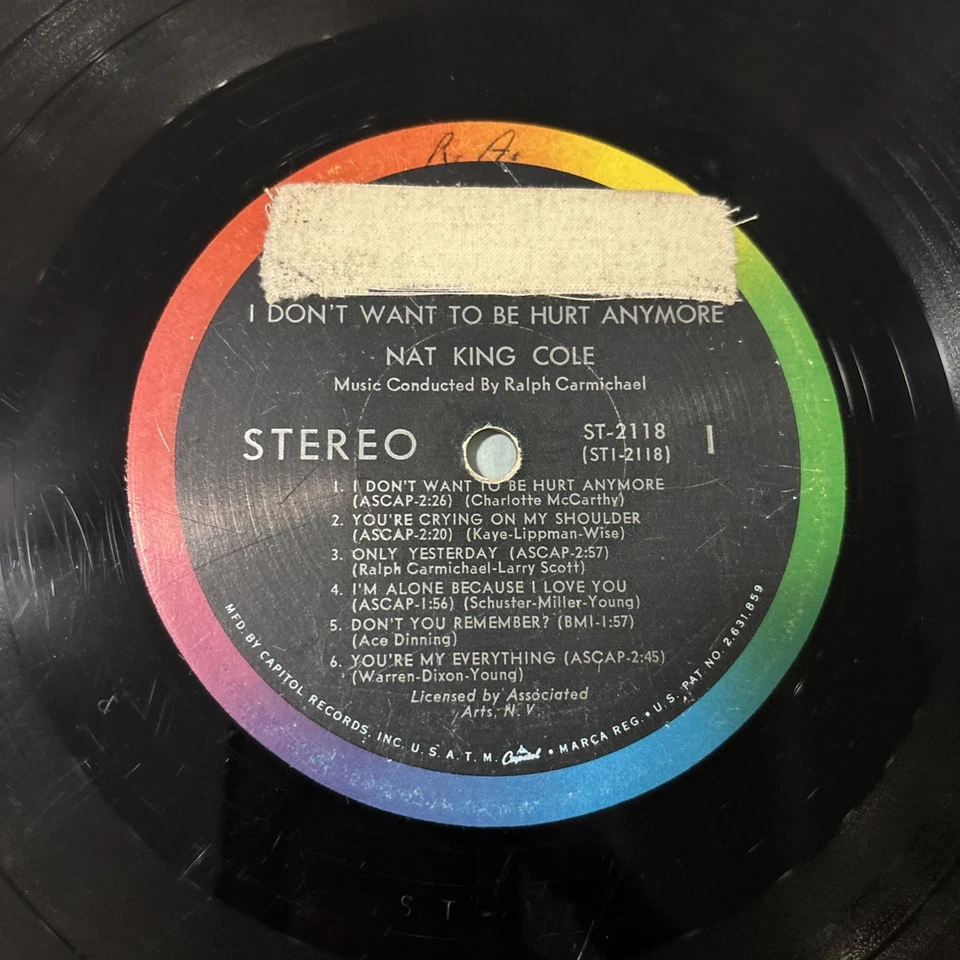 NAT KING COLE I DONT WANT TO BE HURT ANYMORE LP 1964 CAPITOL VG/VG - Image 4 of 4