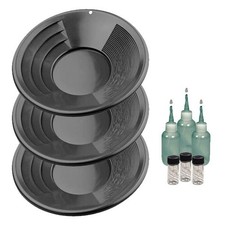 Sluice Monkey 3 Pack of 14 inch Black Gold Pans, Sniffers, Vials