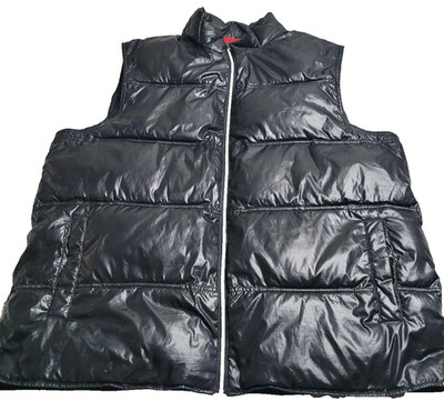 CONVERSE One Star Mens Puffer/Puffy Zip Shiny Vest, sz XL - black, GREAT COND!