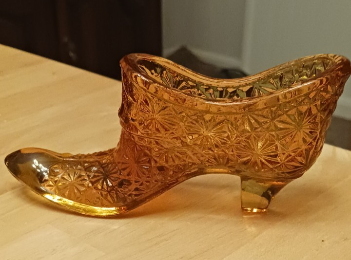 Vintage Amber Glass Shoe